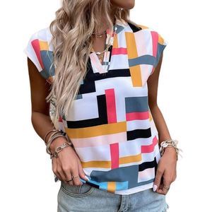 Danqi Pink & Yellow Geometric Notch Neck Tank Size XL